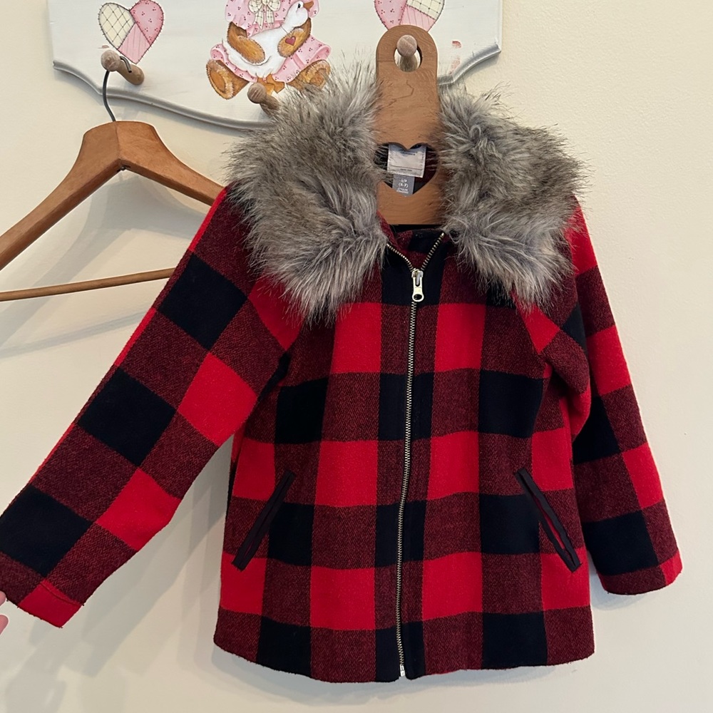 Girls buffalo plaid coat